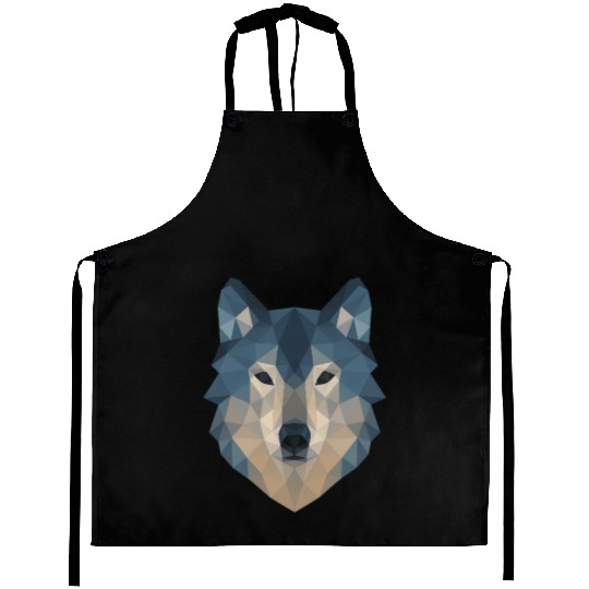 Geometric Wolf Face – Bold Abstract Wild Animal Ar Aprons