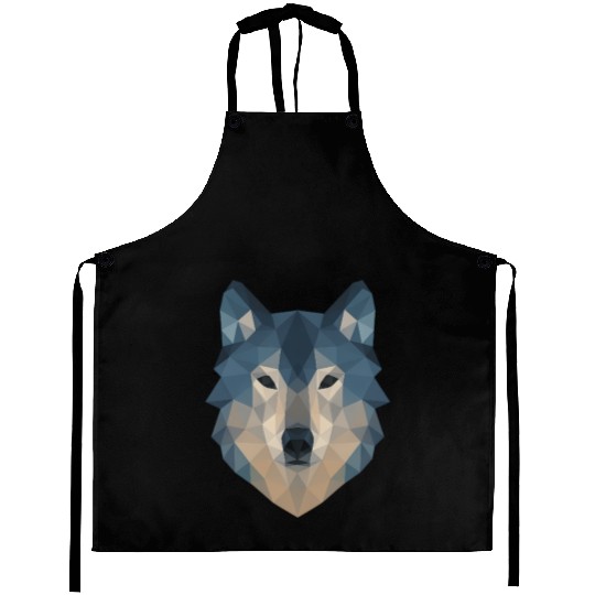 Geometric Wolf Face – Bold Abstract Wild Animal Ar Aprons