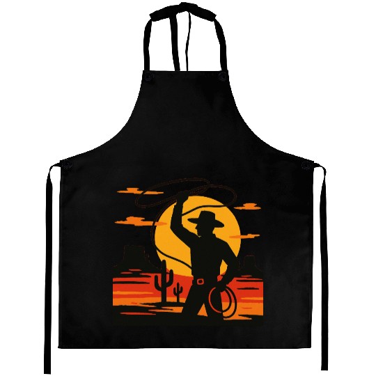 Lasso the Sunset Cowboy Aprons