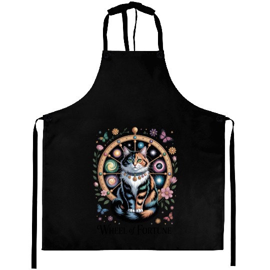 Wheel of Fortune Tarot Cat Art Aprons