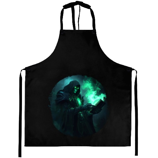 Green Shadow Mage with Burning Spell Book Aprons