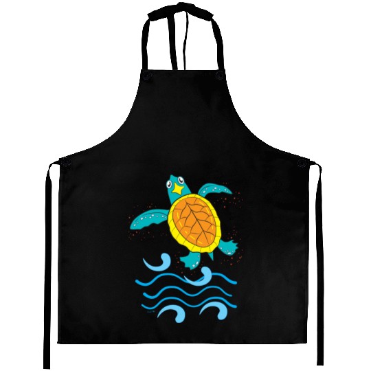 Cute Hawksbill Baby Sea Turtle Aprons
