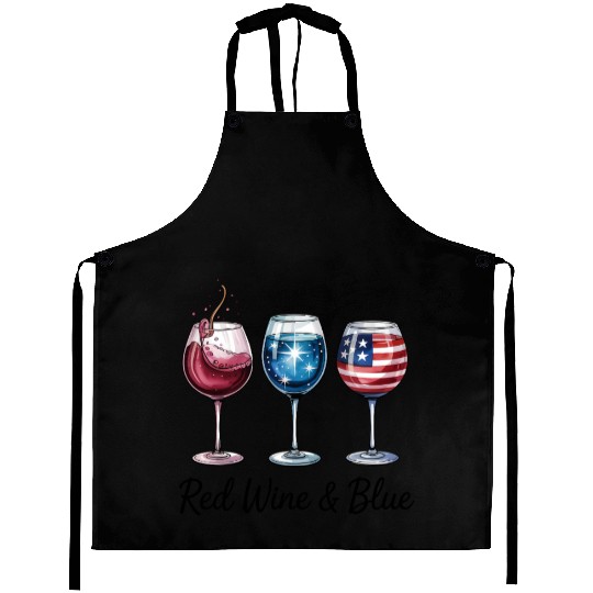4th of July Red Wine Blue Aprons