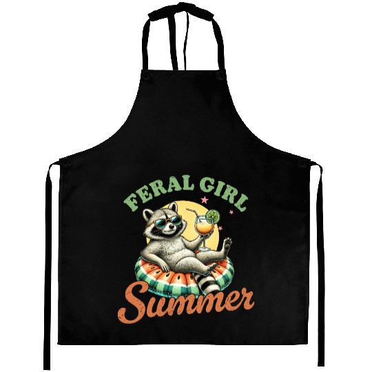 Raccoon Feral Girl Summer Aprons