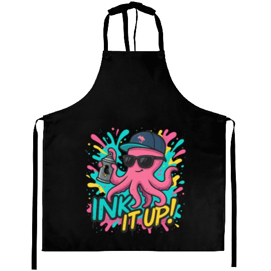 Ink It Up – Cool Graffiti Octopus Street Art Desig Aprons