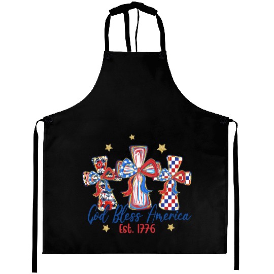 Patriotic Cross 4th of July Aprons