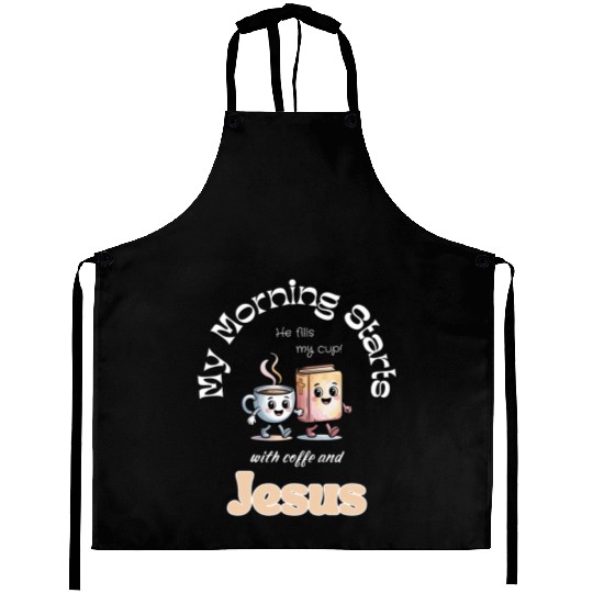 My Morning Starts with coffee and Jesus Aprons