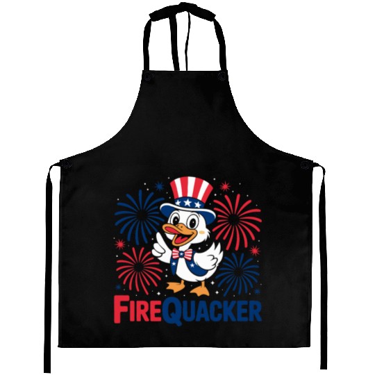 Womens Duck Firequacker Patriotic Fourth of July I Aprons