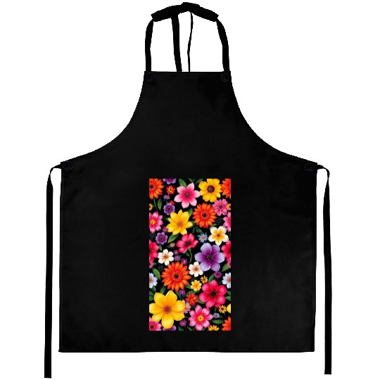 Vibrant Wildflower Garden – Colorful Floral Patter Aprons