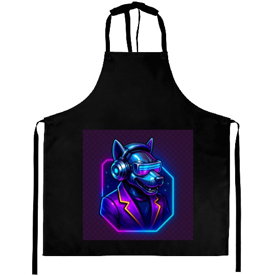 "Cyberpunk DJ Dog | Futuristic Style with a Doggy- Aprons
