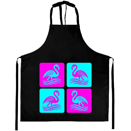 Flamingo Waves Pop Art Aprons
