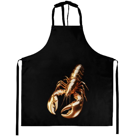 Golden Lobster – Elegant 3D Sea Animal Art Aprons