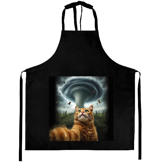 Funny Tornado Cat Selfie Flying Cow Meme Aprons