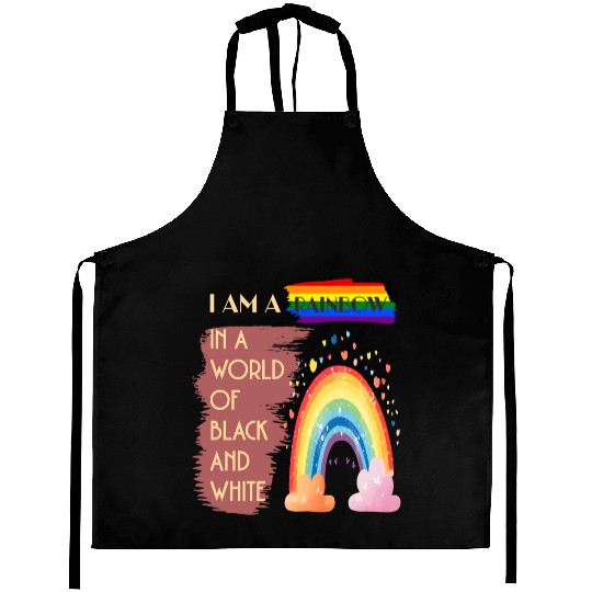 I AM A RAINBOW IN A WORLD OF BLACK AND WHITE Aprons