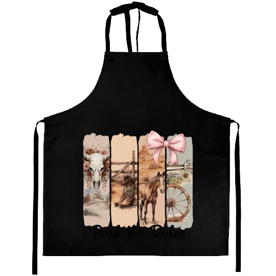 Funny Western Brushstroke Buck The Rules Aprons