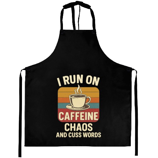 Caffeine Chaos Retro Design Aprons