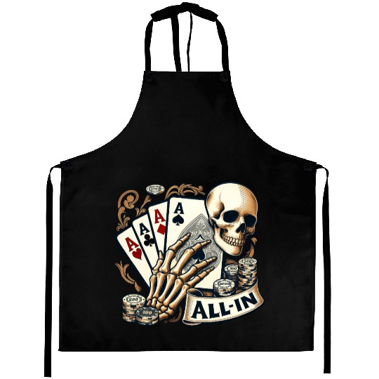 Casino Cards Gambling Skeleton Hand Gothic Aprons
