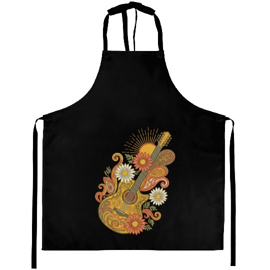 Groovy Guitar Sunset Aprons