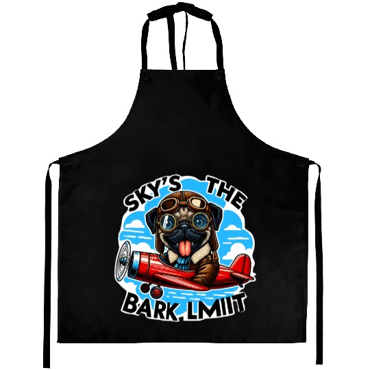 Pug Pilot Bark Limit Cartoon Aviation Design Aprons