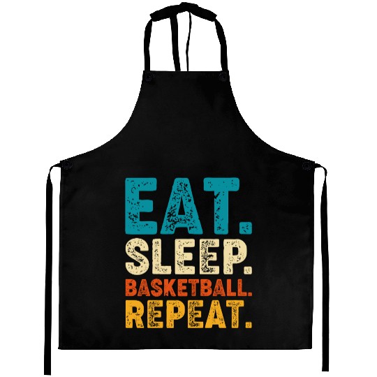 Eat Sleep Basketball Repeat Retro Vintage Aprons