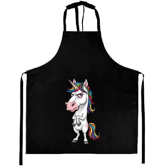 Moody Rainbow Unicorn: Not Today! Aprons