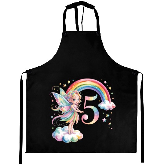 Magical Rainbow Fairy Elf 5th Birthday Girl Aprons