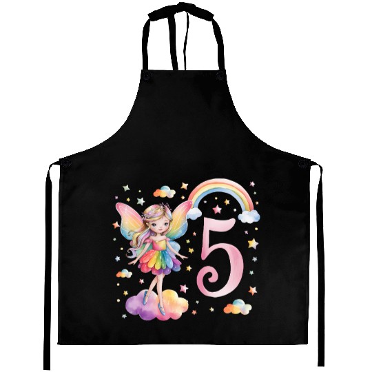 Magical Rainbow Fairy Elf 5th Birthday Girl Aprons