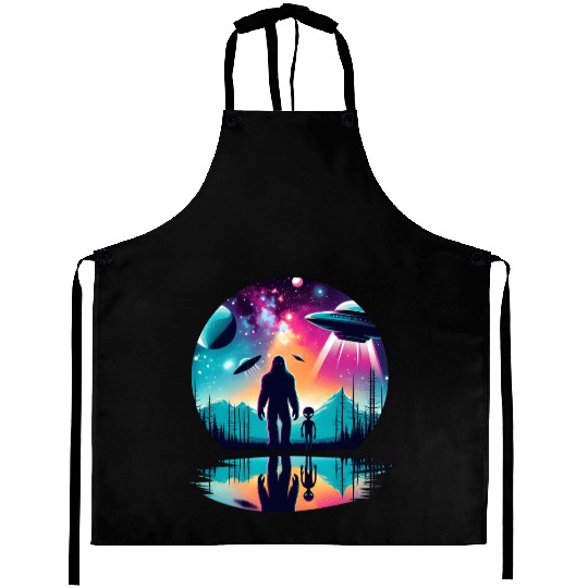 Alien and Bigfoot UFO Aprons