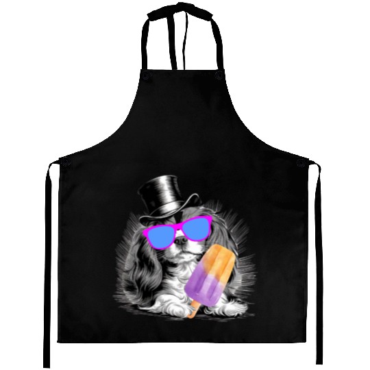 Cavalier King Charles Spaniel with a popsicle Aprons