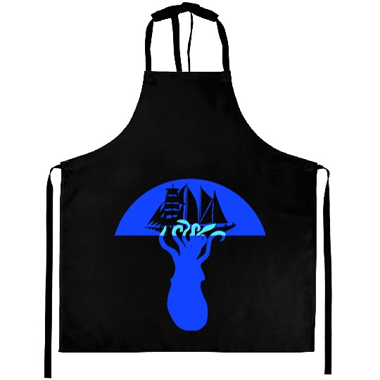 Octopus Ship Attack Sailing Sailboat Sea Monster Aprons