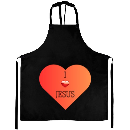 I Love Jesus Heart Design Aprons
