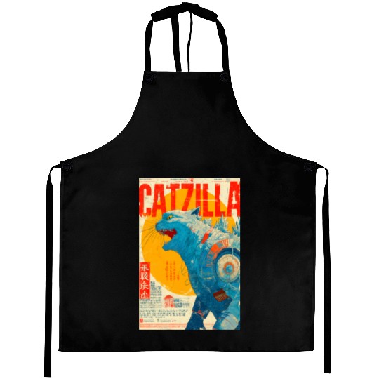 Catzilla Retro Movie Poster Aprons