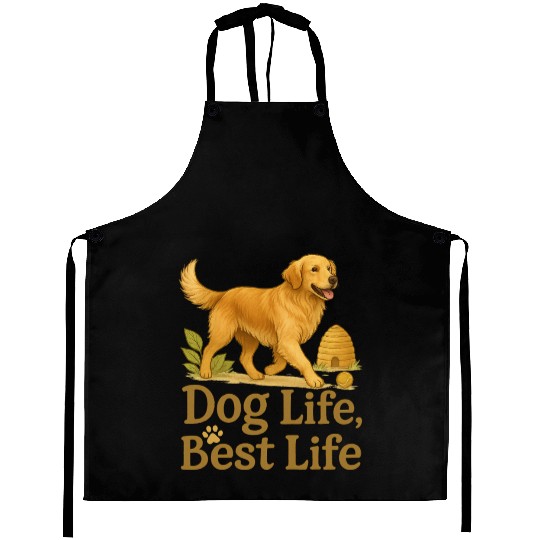 Dog Life Best Life – Golden Retriever Art Aprons