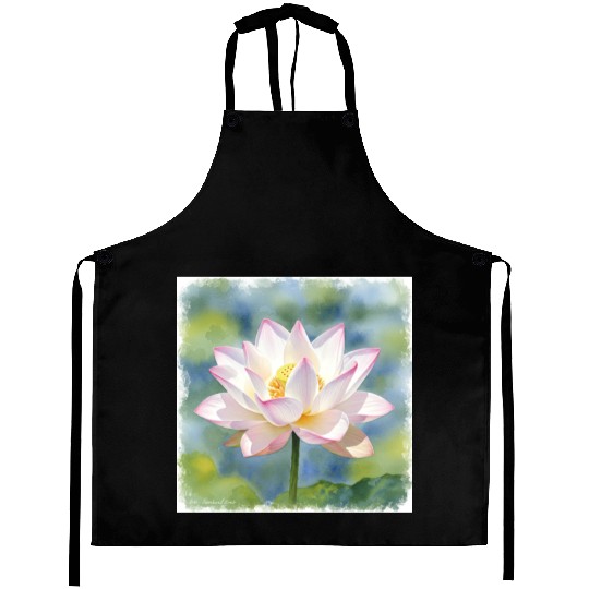 Serene Water Lily Floral Print Aprons