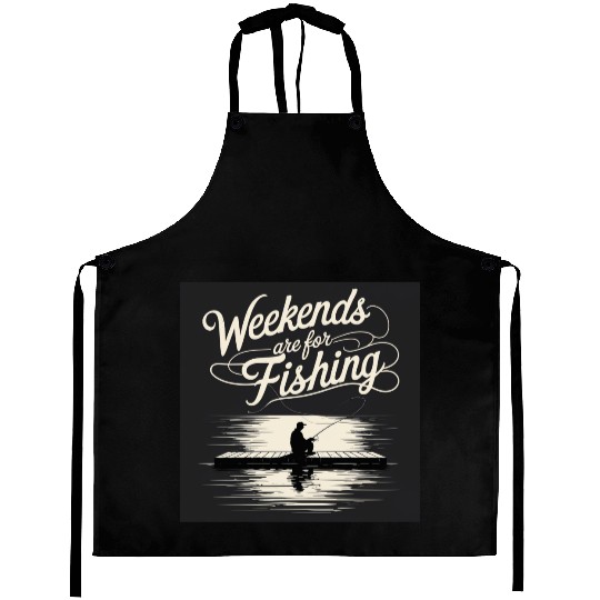 Weekend Fishing Silhouette Design Aprons