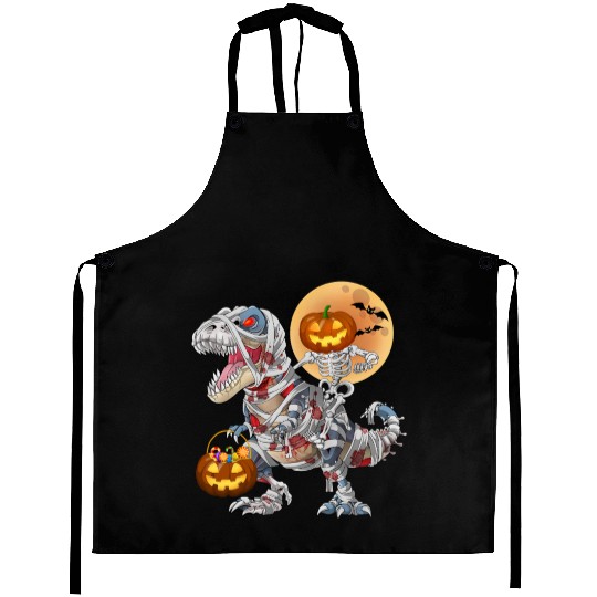 Pumpkin Skeleton Riding Zombie Mummy Dinosaur  Aprons