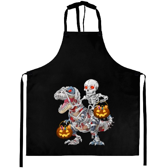 Skeleton Riding Zombie Mummy Dinosaur Halloween Aprons