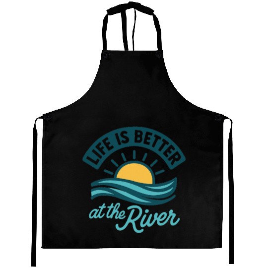 Life Is Better at the River | Blue Summer Nature Aprons