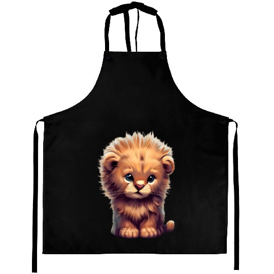 Majestic Lion Cub Illustration Aprons
