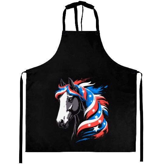 Patriotic Pony with Stars and Stripes Mane Aprons