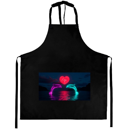 In a stunning digital artwork, two dolphins  Aprons