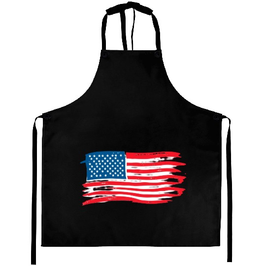 Abstract American Flag Art Print Aprons