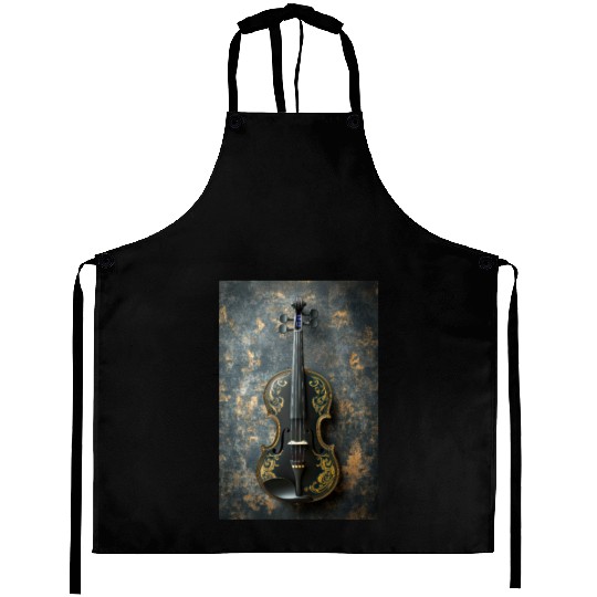 Elegant Black and Gold Violin Aprons
