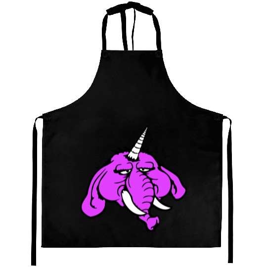 Unicorn Big Elephant Sitting Angry Sad Funny Cool Aprons