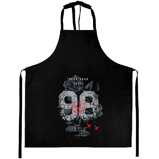 Cracked Skull with Bear Mask Overlay Aprons