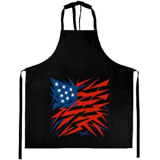 Abstract American Flag Deconstructivism Style Aprons