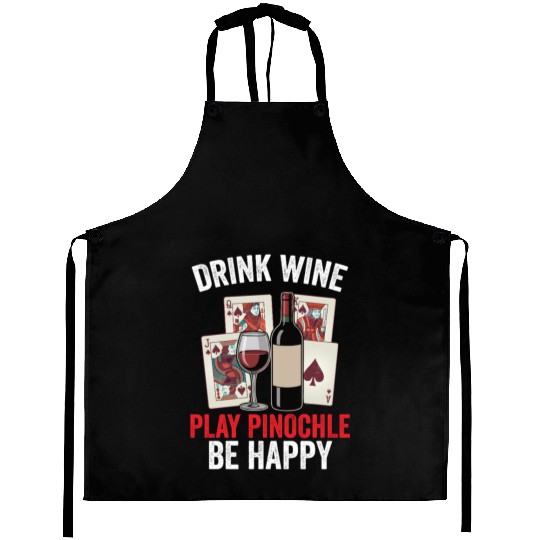 Funny Pinochle And Wine Playing Card Deck Games Aprons