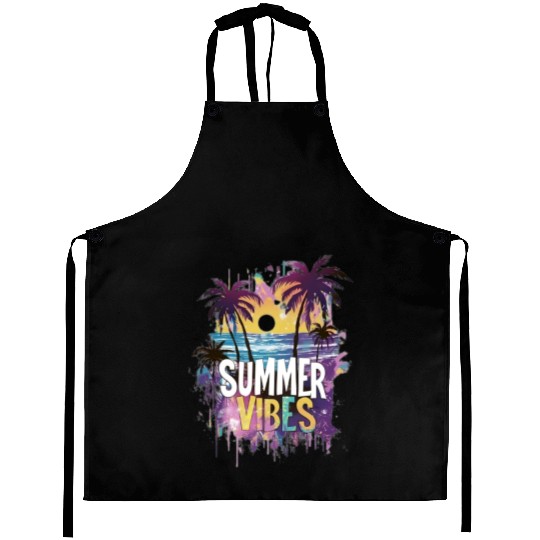 Tropical Sunset Summer Vibes Design Aprons