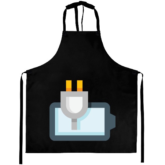 Electric Plug Motif on Modern Background Aprons