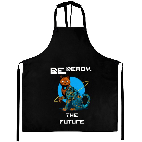 Cyber Cat Future Tech Design Aprons